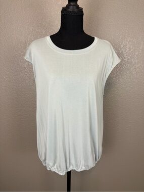 Anthropologie Women's Light Mint Cap Sleeve Bubble Hem Tee